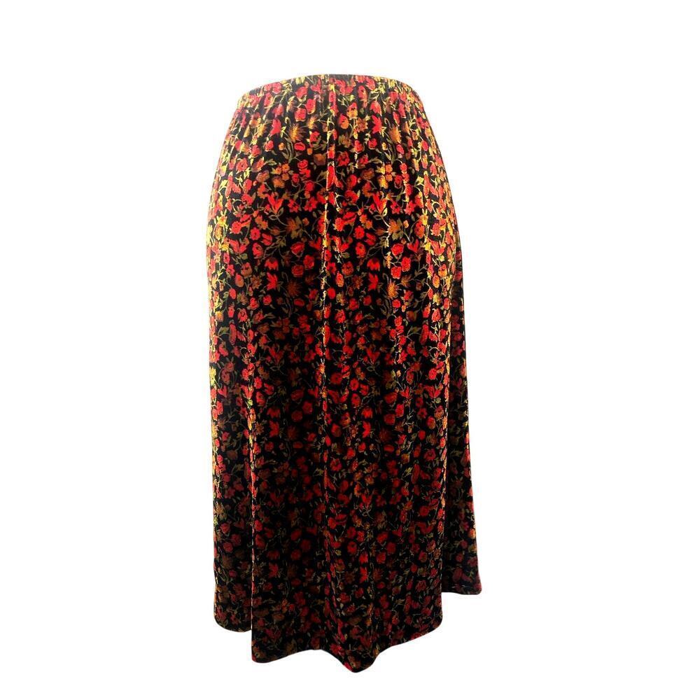 Velvet Skirt Dark Fairy Vintage Black Red Floral Midi Whimsigoth M/L Punk USA